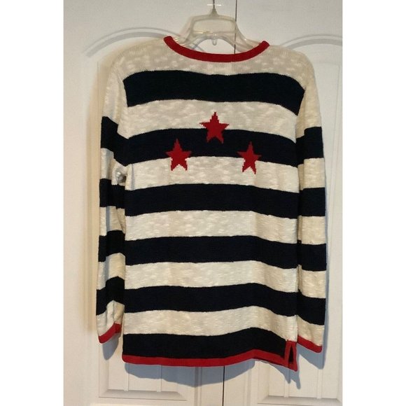 The Quacker Factory Womens Medium Red White & Blue Long Sleeved Sweater - Picture 3 of 5